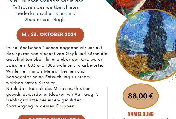 Ankündigung Exkursion: Auf den Spuren von Vincent Van Gogh